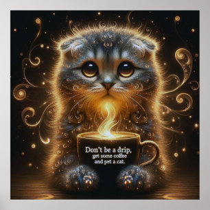 Affiche Cure de café Kitty brillant