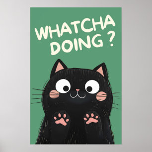 Affiche Curieux chat noir
