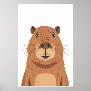 Affiche Curieux portrait Capybara