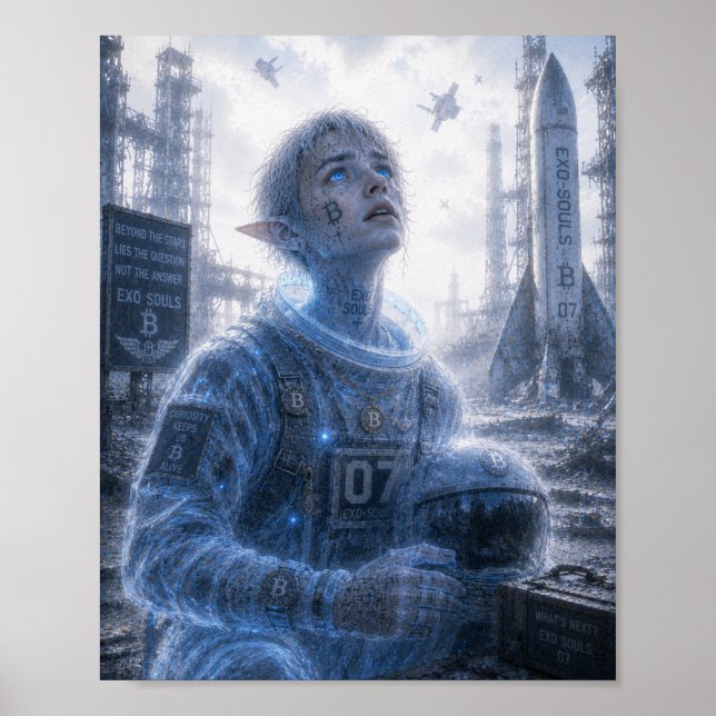Affiche Curiosité / Astronaute / Rampe de lancement dans l (Devant)