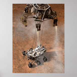 Affiche Curiosity Arrivant Sur La Surface Martienne.