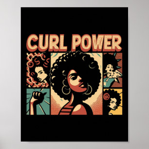 Affiche Curl Power Afro cheveux naturels cheveux Noir Hist