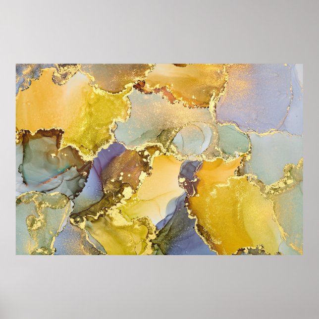 Affiche Currents of translucent hues, snaking metallic swi (Devant)