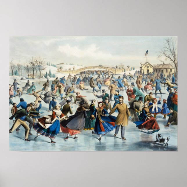Affiche Currier et Ives Vintage : Central Park en hiver (Devant)