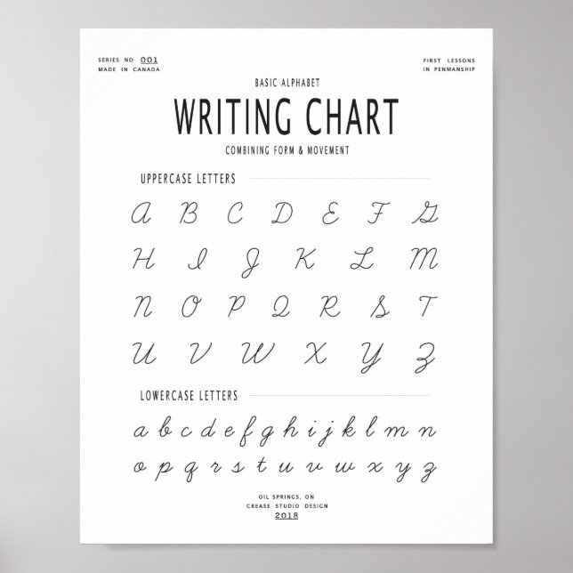 Affiche Cursive Writing Chart (Devant)