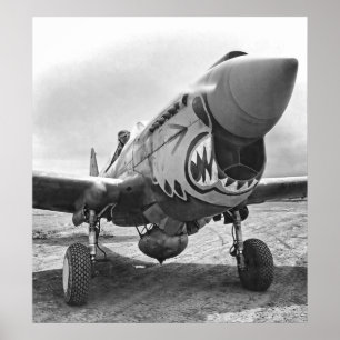 AFFICHE CURTISS P-40 WARHAWK TIGERS DE VOL - 1942