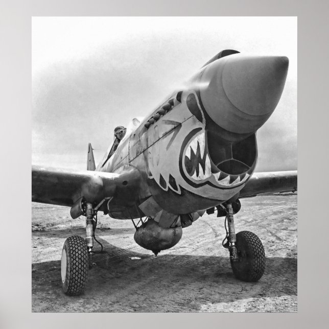 AFFICHE CURTISS P-40 WARHAWK TIGERS DE VOL - 1942 (Devant)