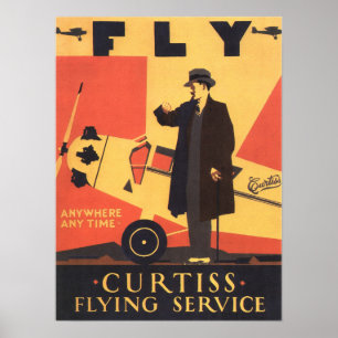 AFFICHE CURTISS VOLER N'IMPORTE OÙ N'IMPORTE QUELLE FOIS A