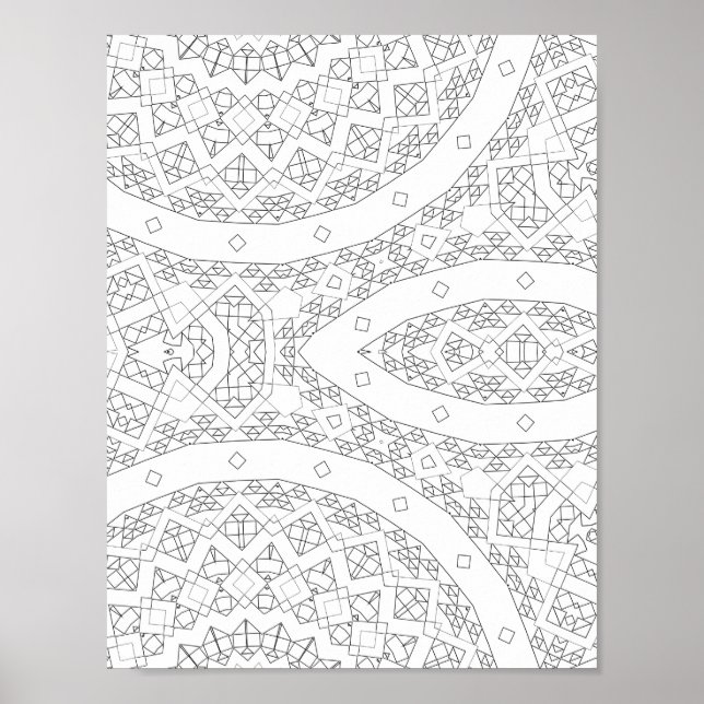 Affiche Curved Path Geometric Pattern Coloring Page Art (Devant)
