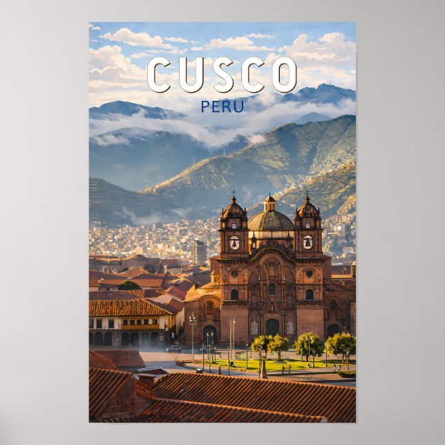 Affiche Cusco Pérou Illustration Art de Voyage Vintage (Devant)