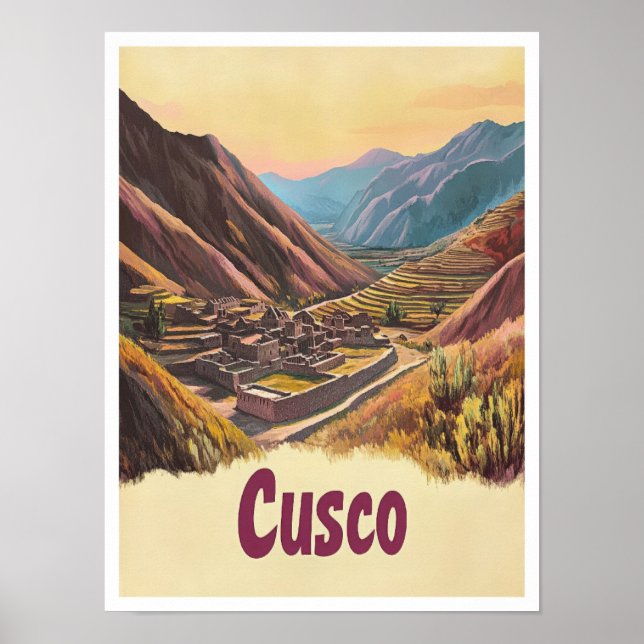 Affiche Cusco Pérou Illustration du Vintage voyage artisti (Devant)
