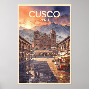 Affiche Cusco Pérou Voyage Vintage