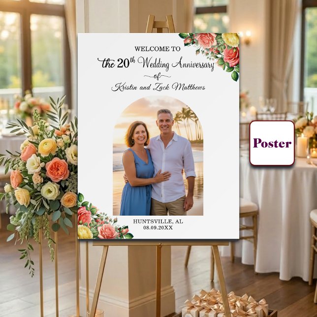 Affiche Custom 1 Photo 20th Wedding Anniversary Welcome  (Créateur téléchargé)
