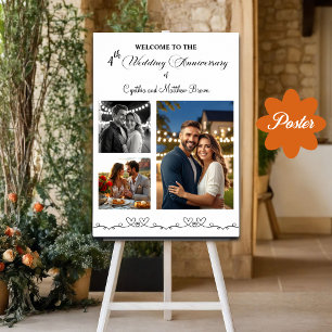Affiche Custom 3 Photos 4e anniversaire Mariage Bienvenue