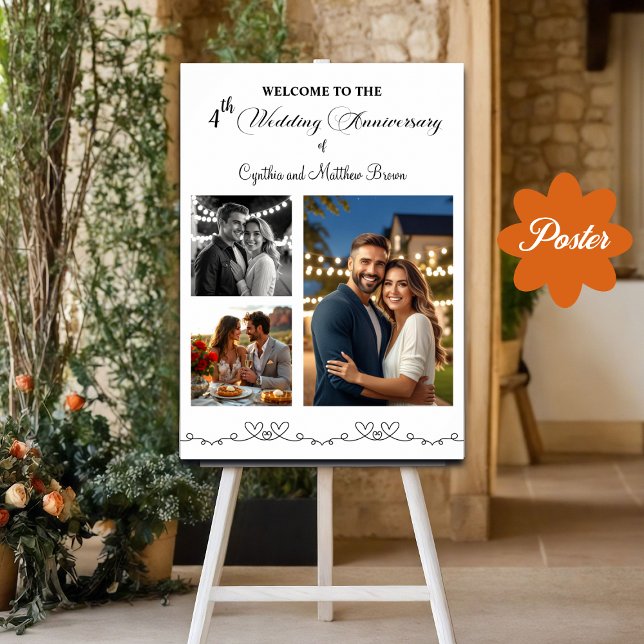 Affiche Custom 3 Photos 4e anniversaire Mariage Bienvenue (Créateur téléchargé)