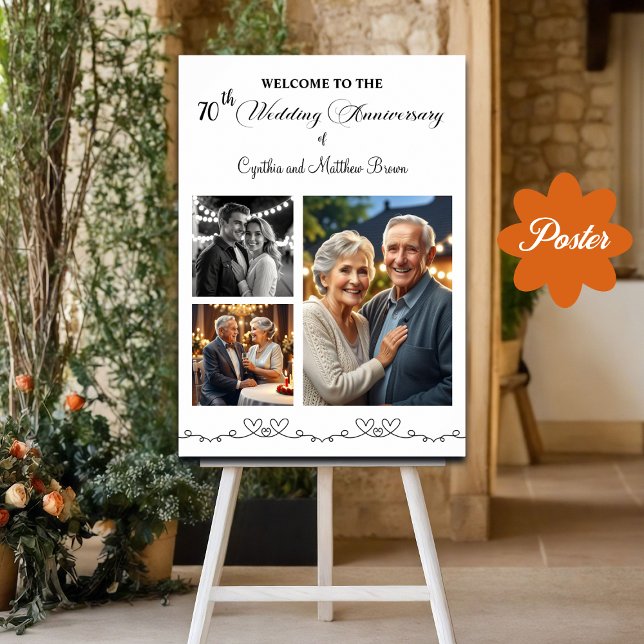 Affiche Custom 3 Photos 70e anniversaire de Mariage Bienve (Créateur téléchargé)