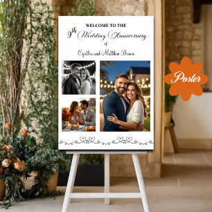 Affiche Custom 3 Photos 9th Mariage Anniversaire Bienvenue