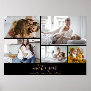 Affiche Custom 5 Photos Black Gold Typography Holiday