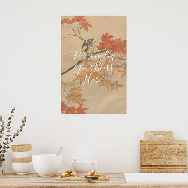 Affiche CUSTOM Autumn Bird & Fall Leaves Print by Imao  (Cuisine)