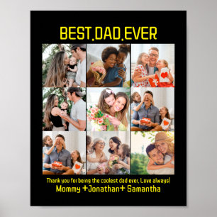 Affiche Custom Best Papa Ever Fête des pères 9 Photo Colla