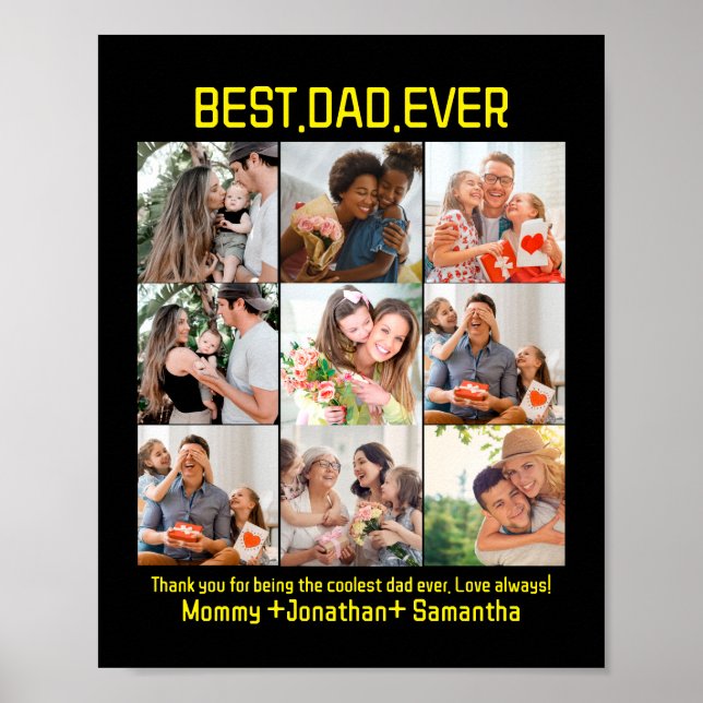 Affiche Custom Best Papa Ever Fête des pères 9 Photo Colla (Devant)