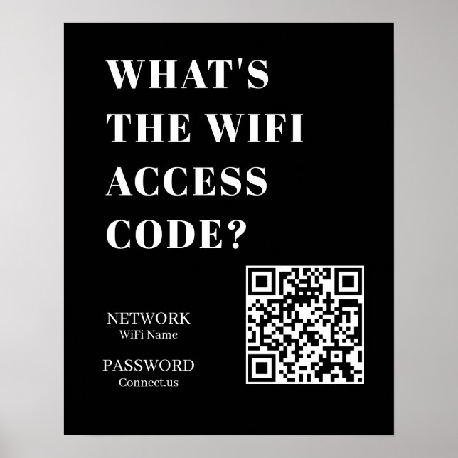 Affiche Custom Black WiFi QR | Network Password Display (Devant)