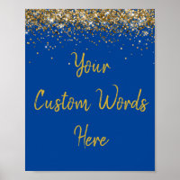 Custom Blue Gold Birthday Party Photo Prop