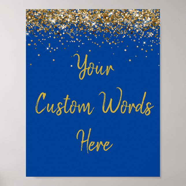 Affiche Custom Blue Gold Birthday Party Photo Prop (Devant)