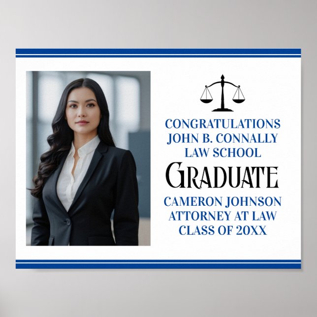 Affiche Custom Blue Law School Photo Graduation Party (Devant)