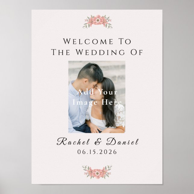 Affiche Custom Blush Pink Garden Floral Wedding Welcome (Devant)