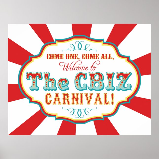 Affiche CUSTOM Carnival Circus Anniversaire Bannière CBIZ (Devant)