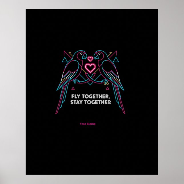 Affiche Custom Couple Anniversary Neon Parrots Winter Hood (Devant)