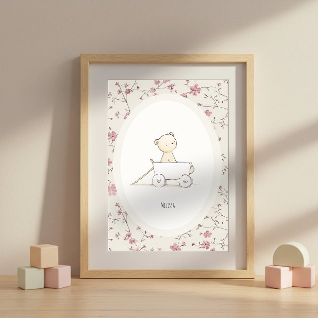 Affiche Custom Cute Baby Bear Art – Name Nursery Print (Créateur téléchargé)