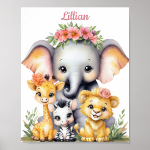 Affiche Custom Elegant Safari Nursery bébé animal