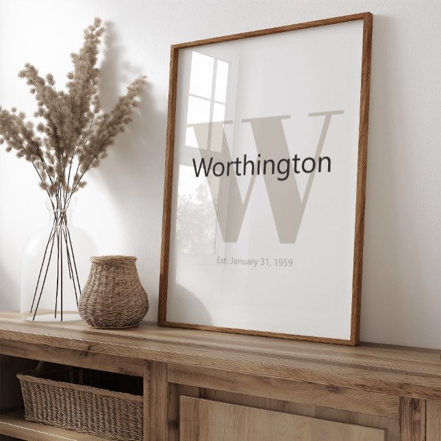 Affiche Custom Family Last Name Sign Est Date Wedding Gift (Créateur téléchargé)