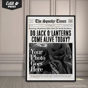 Affiche Custom Halloween Newspaper Wall Art Jack O'Lantern