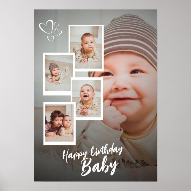 Affiche Custom Happy Birthday Baby Photo Collage Plaque (Devant)