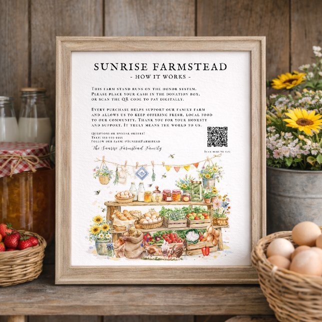 Affiche Custom Honor System Farm Stand Sign (Créateur téléchargé)