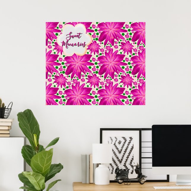 Affiche Custom Hot Pink Floral Seamless Pattern  (Bureau à domicile)