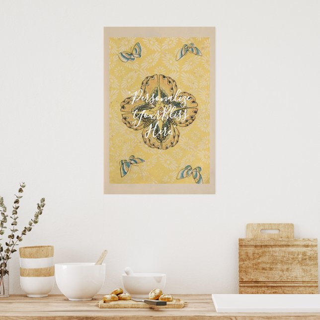 Affiche CUSTOM Japanese Butterfly Floral Pattern Art | (Cuisine)