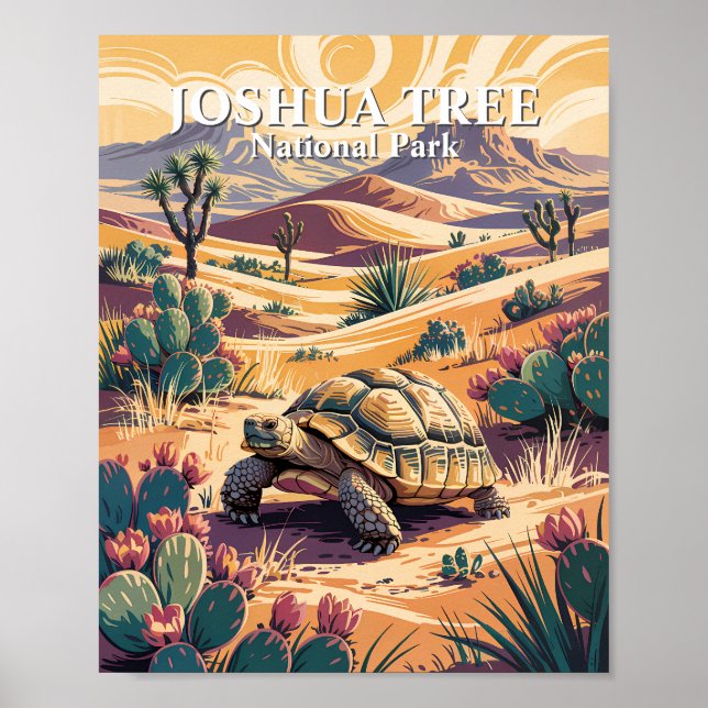 Affiche Custom Joshua Tree Tortoise Retro Desert Landscape (Devant)