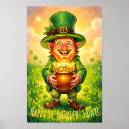Affiche Custom Leprechaun Gnome Happy St. Patrick's Day 