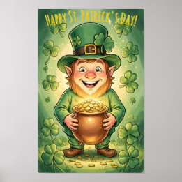 Affiche Custom Leprechaun Gnome Happy St. Patrick's Day 