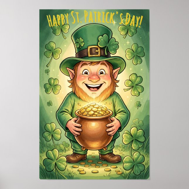 Affiche Custom Leprechaun Gnome Happy St. Patrick's Day  (Devant)