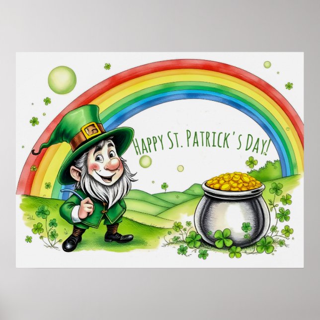 Affiche Custom Leprechaun Gnome St. Patrick's Day Shamrock (Devant)