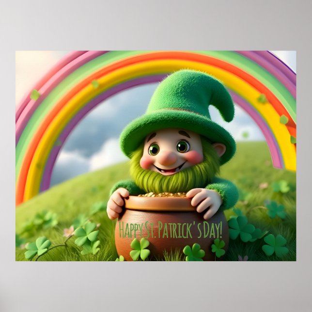 Affiche Custom Leprechaun Gnome St. Patrick's Day Shamrock (Devant)