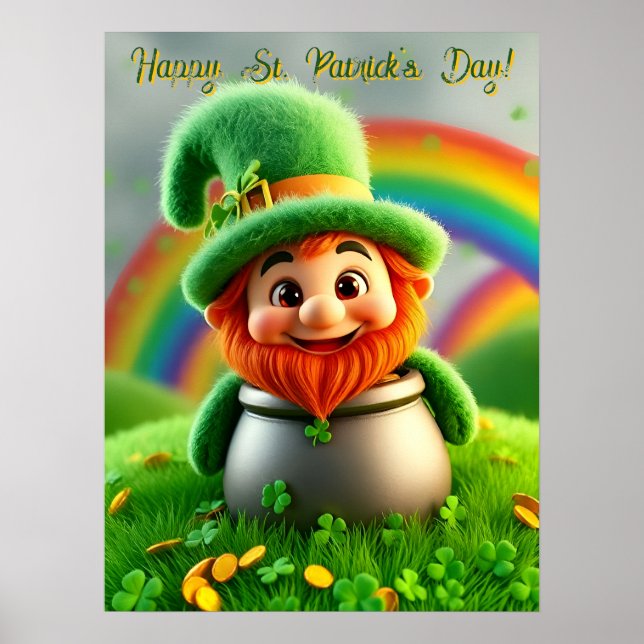 Affiche Custom Leprechaun Gnome St. Patrick's Day Shamrock (Devant)