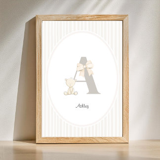 Affiche Custom Letter A Nursery Wall Art – Baby Name Print