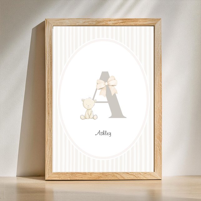 Affiche Custom Letter A Nursery Wall Art – Baby Name Print (Letter A Nursery Wall Art - Custom Baby Name Print)