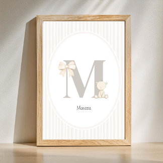 Affiche Custom Letter M Nursery Wall Art – Baby Name Print